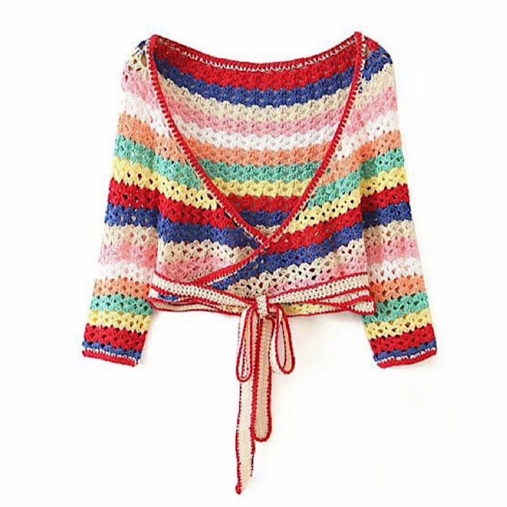 Beyazura Colorful Stripe Pattern Knitted Top